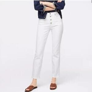 NWT J. Crew Women's 10” Vintage Slim-Straight Jeans High Rise White Size 32 TALL